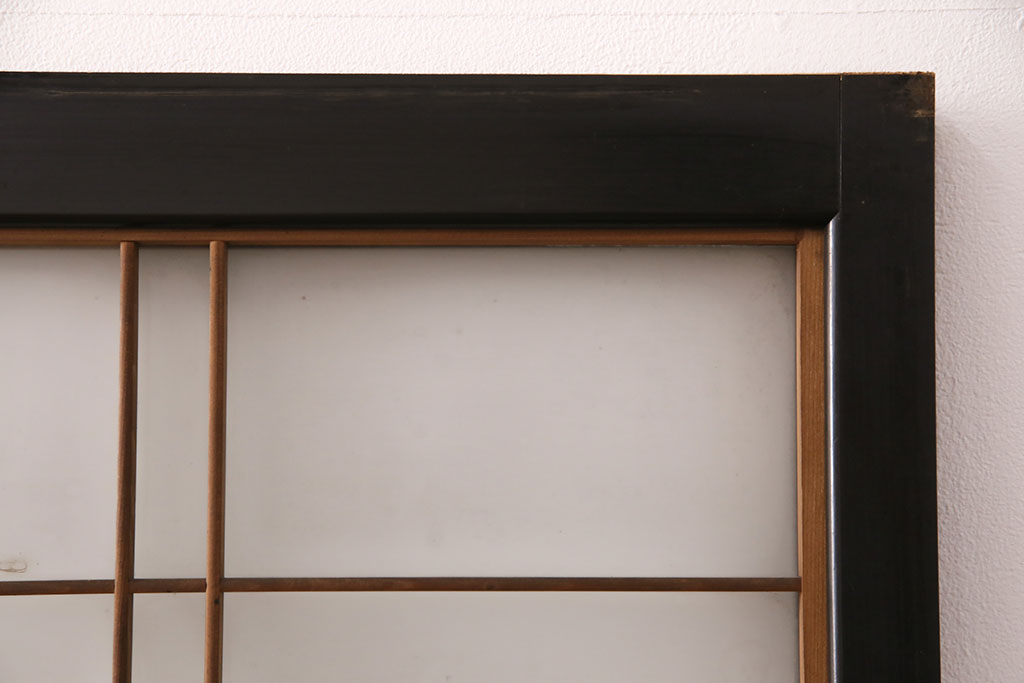 和製アンティーク　秋田県産　腰板ケヤキ材　落ち着きあるレトロな空間づくりにおすすめなガラス戸4枚セット(引き戸、建具)(R-049227)