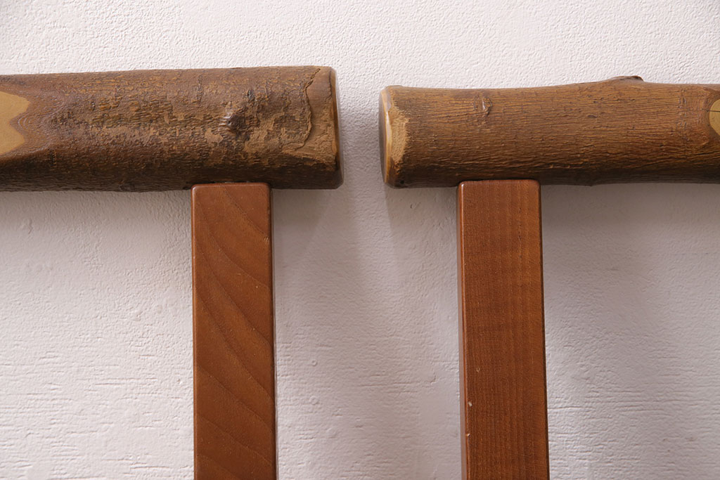 和製ヴィンテージ　民芸家具　チーク材　どっしりとした重厚感のあるチェア2脚セット(ダイニングチェア、椅子、ビンテージ)(R-049261)