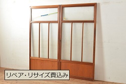 和製アンティーク　タモ材　木目の味わいをお楽しみいただけるドア1枚(扉、建具)(R-055312)