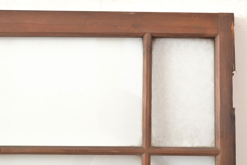 アンティーク建具　結霜ガラス　ゆらゆらガラス　レトロな雰囲気を高めるガラス扉(建具、木製ドア)(R-049297)