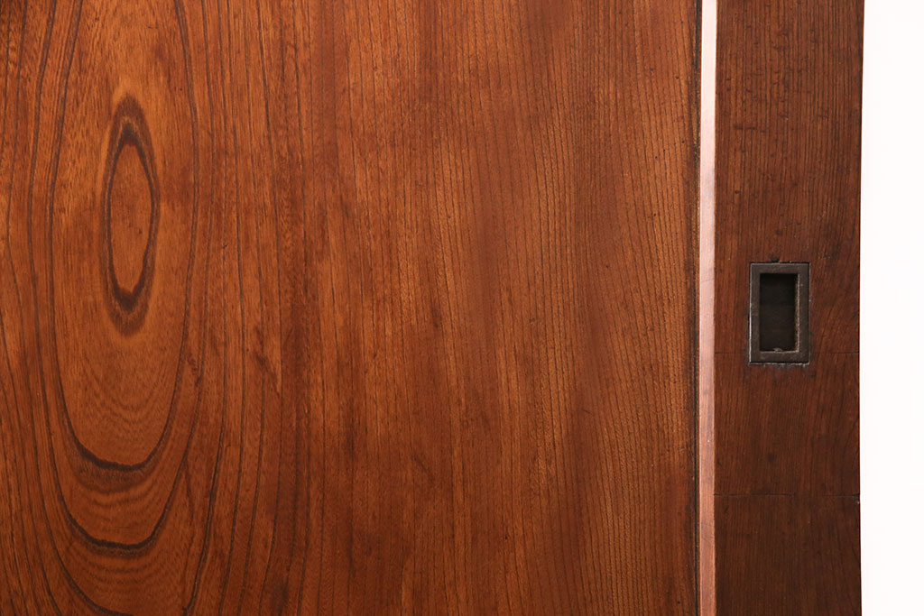 アンティーク建具　総ケヤキ材　一枚板　美しい木肌が高級感漂う新潟県産越後蔵戸(引き戸、玄関戸)(R-049322)