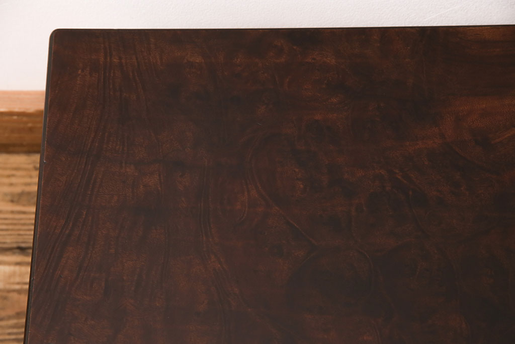 和製アンティーク　指物工芸家具　漆塗りが美しい、高級感漂う総桑材製の文机(文台、花台)(R-049327)