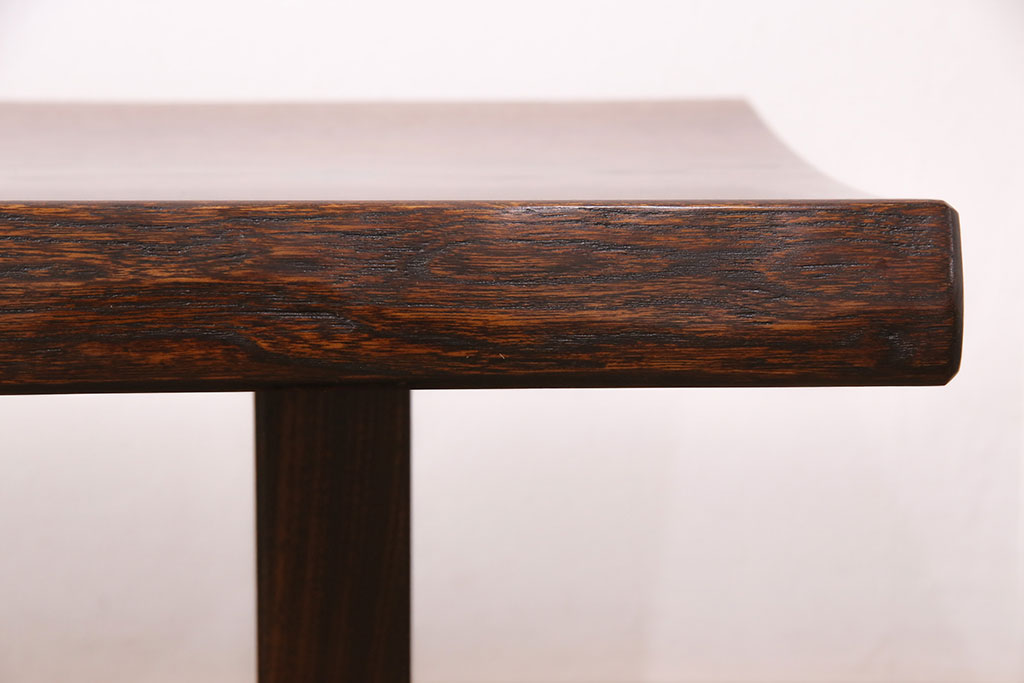 中古　岩手岩泉・純木家具　摺り漆塗り　栗材一枚板を贅沢に使用したベンチ(椅子、イス)(R-049328)