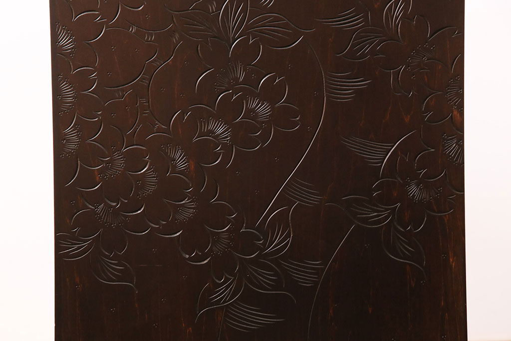 中古　伝統工芸　軽井沢彫り　咲き誇る桜の彫刻が美しいドレッシングチェスト(ドレッサー、鏡台、引き出し)(R-049377)