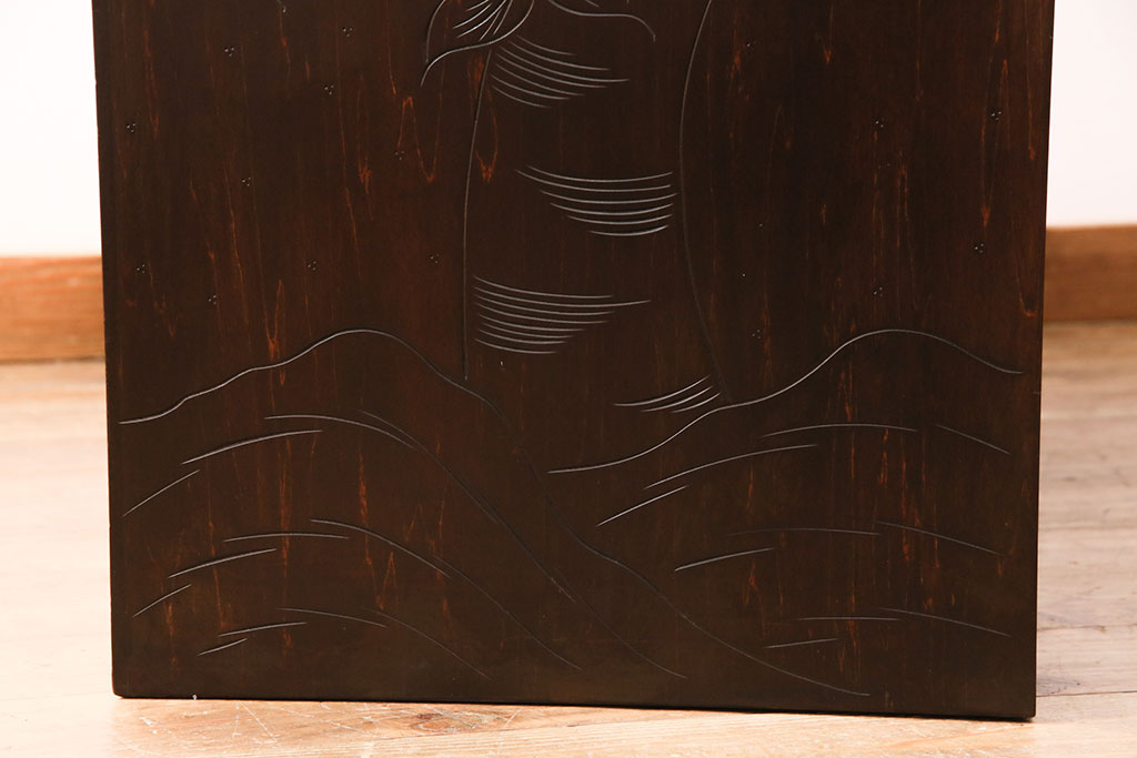 中古　伝統工芸　軽井沢彫り　咲き誇る桜の彫刻が美しいドレッシングチェスト(ドレッサー、鏡台、引き出し)(R-049377)