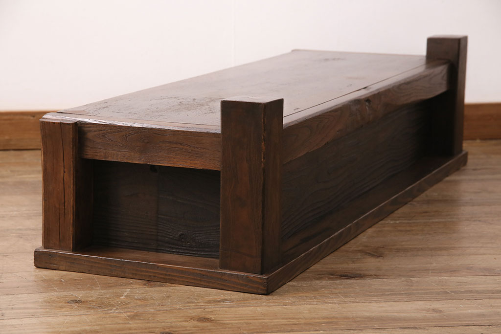 和製アンティーク　桑材・杉材製　木の味わいが魅力的な置き床(置床、飾り台、棚、ローボード)(R-049405)
