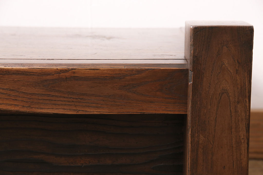 和製アンティーク　桑材・杉材製　木の味わいが魅力的な置き床(置床、飾り台、棚、ローボード)(R-049405)