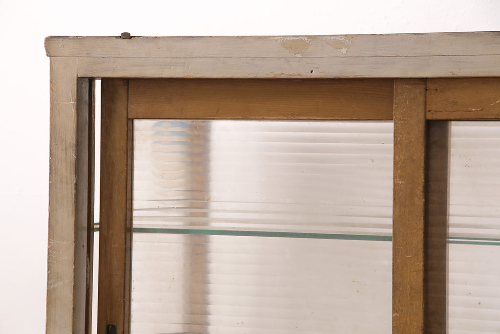 和製アンティーク　ナラ材　タイル張りが魅力のレトロなガラスケース(ショーケース、飾り棚、陳列棚、店舗什器)(R-049460)