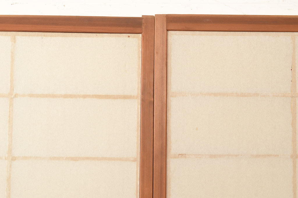 アンティーク建具　昭和中期　レトロガラス入り　腰板がアクセントの障子戸2枚セット(建具、引き戸、ガラス帯戸)(R-049466)