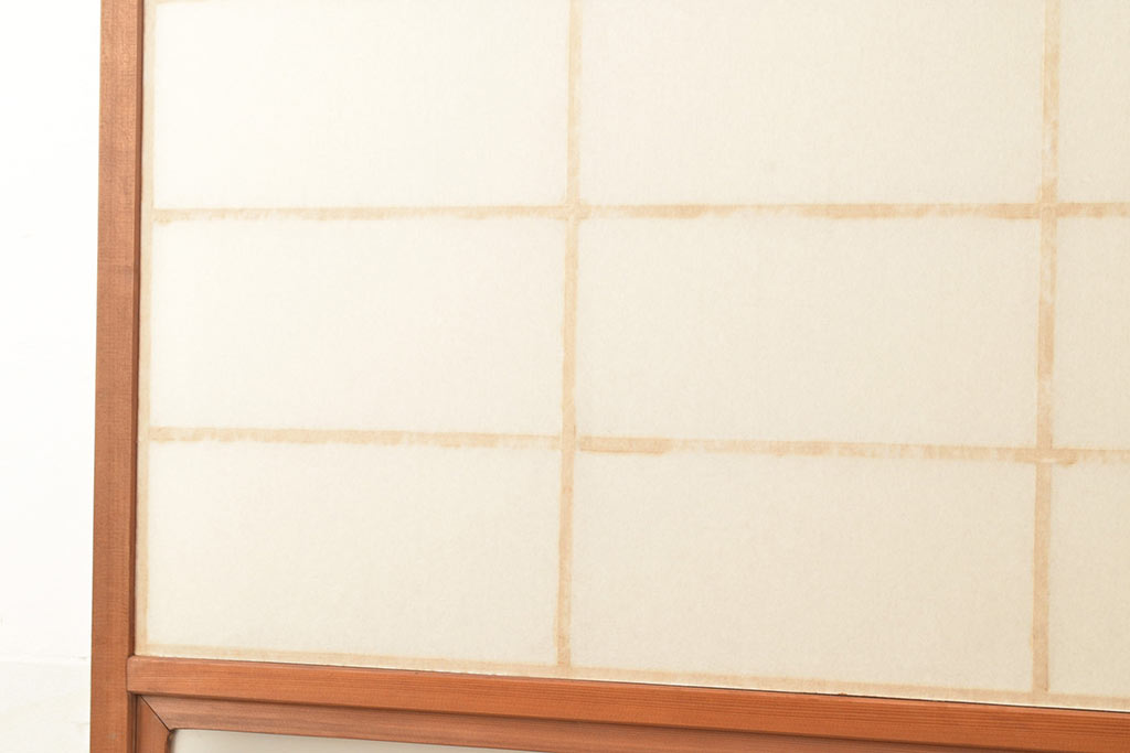 アンティーク建具　昭和中期　レトロガラス入り　腰板がアクセントの障子戸2枚セット(建具、引き戸、ガラス帯戸)(R-049466)