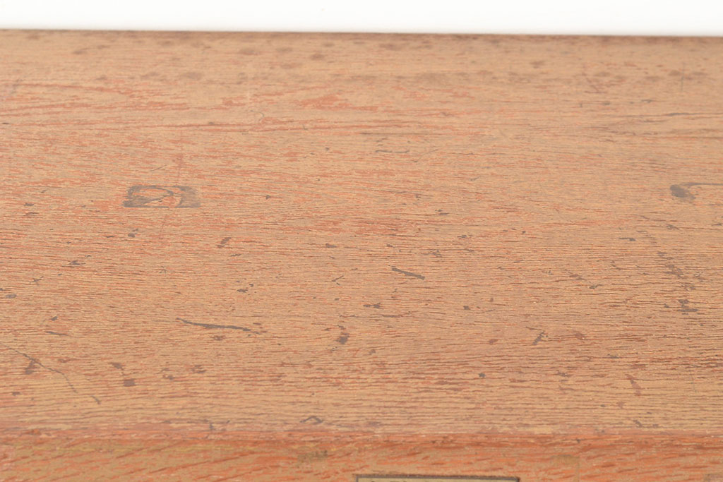 レトロ家具　昭和レトロ　KIHARA　小物収納にうってつけのナラ材製ネームプレート付きカードケース(引き出し、チェスト、図書館、図書室)(R-049472)