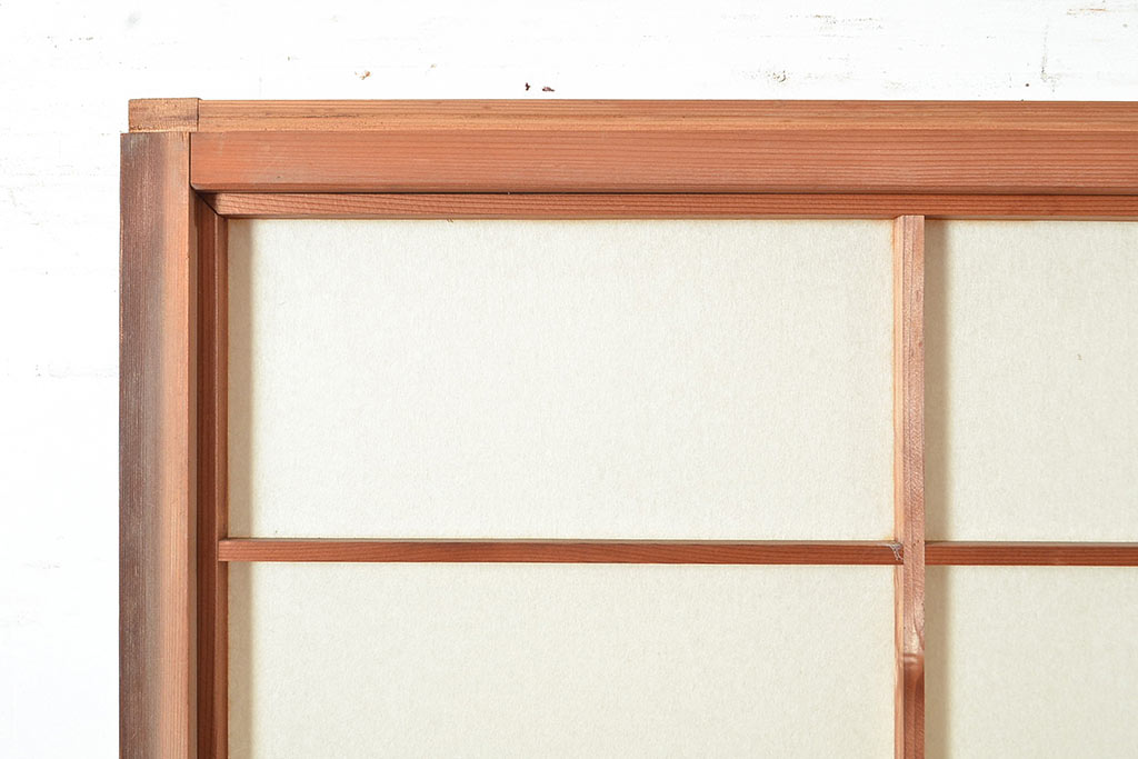アンティーク建具 昭和中期 レトロガラス入り 腰板がアクセントの障子