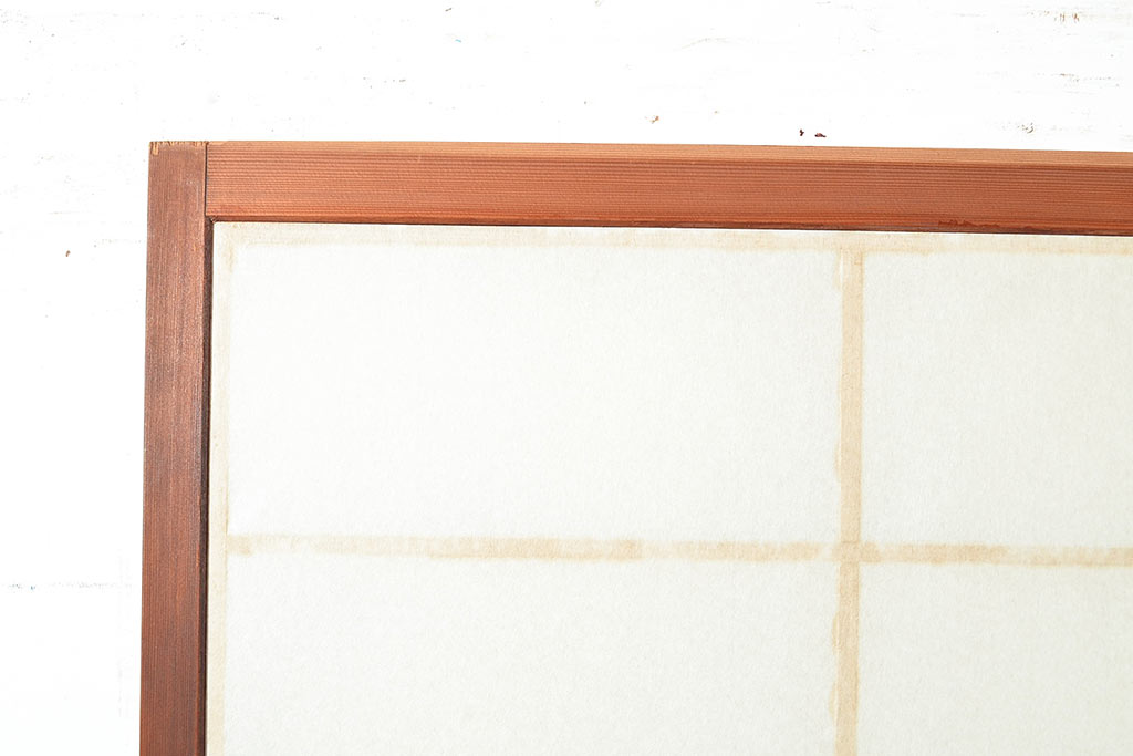アンティーク建具　昭和中期　レトロガラス入り　腰板がアクセントの障子戸2枚セット(建具、引き戸、ガラス帯戸)(R-049482)