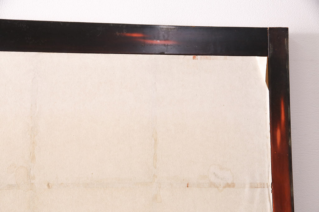 アンティーク建具　昭和初期　漆塗り　希少!腰板の凝ったつくりが魅力の障子戸2枚セット(引き戸、建具)(R-049505)