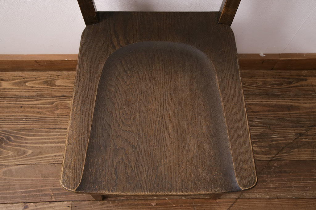 中古　美品　永田良介商店　神戸洋家具　ラダーバックデザインが魅力的な食堂椅子(ダイニングチェア、ラダーバックチェア、ワークチェア、椅子)(R-049516)