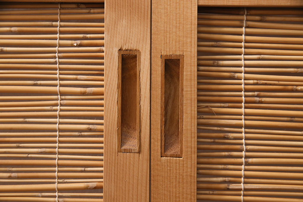 アンティーク建具　上手物!　涼しげな空間作りにおすすめの御簾戸2枚セット(簾戸、簀戸、葭戸、夏障子、夏戸、葦戸)(R-049524)