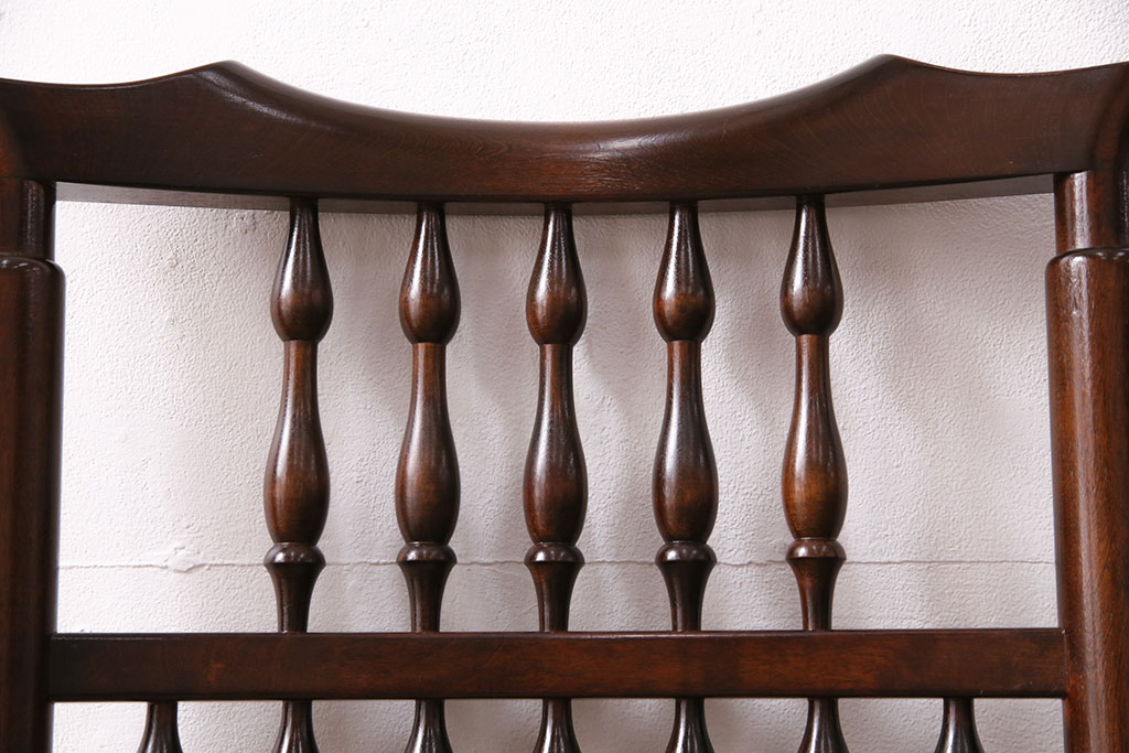 中古　松本民芸家具　美品　#48型　しずくのような背板の装飾が魅力的なスピンドルアームチェア(椅子、ダイニングチェア)(定価約14万9千円)(R-049568)