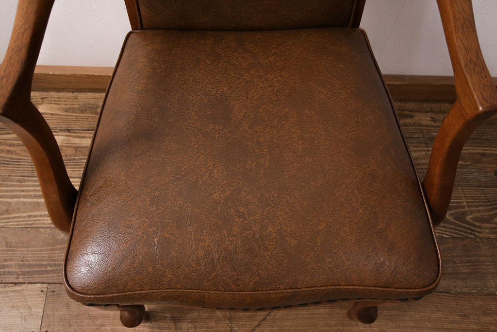 ビンテージ家具　美品　オールドマルニ　maruni(マルニ木工)　マキシマムシリーズ　ベルサイユM　優雅な佇まいが魅力的なアームチェア(ダイニングチェア、椅子、ヴィンテージ)(R-049573)