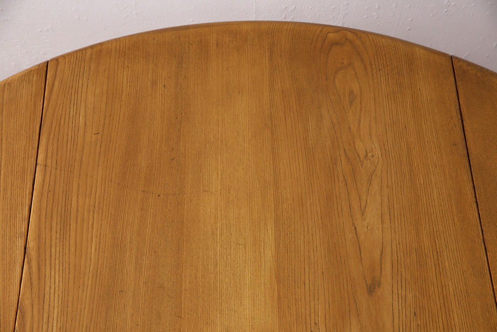 ヴィンテージ家具　イギリス　ERCOL(アーコール)　エルム材　ウィンザードロップリーフテーブル(バタフライテーブル、ラウンドテーブル、ビンテージ)(R-049596)