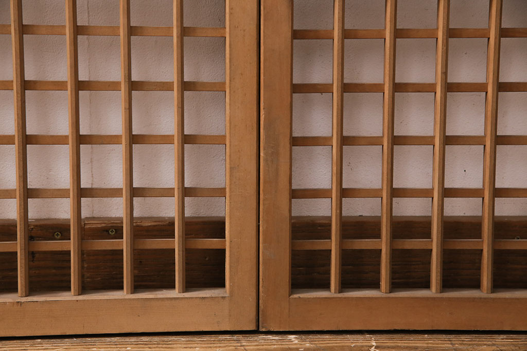 アンティーク建具　雲と風をイメージした透かし彫りがおしゃれな御簾戸4枚セット(簾戸、簀戸、葭戸、夏障子、すど、葦戸)(R-049623)