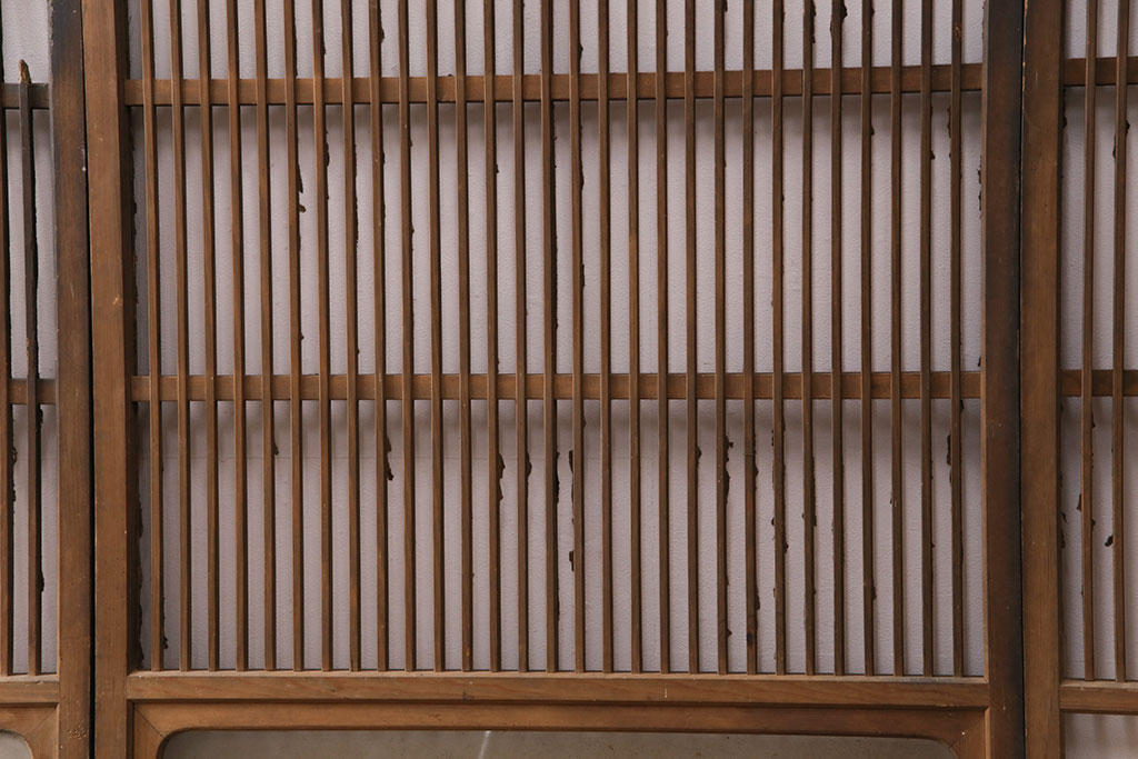 アンティーク建具　和製アンティーク　ガラス入り格子戸4枚セット(建具、引き戸)(R-049647)