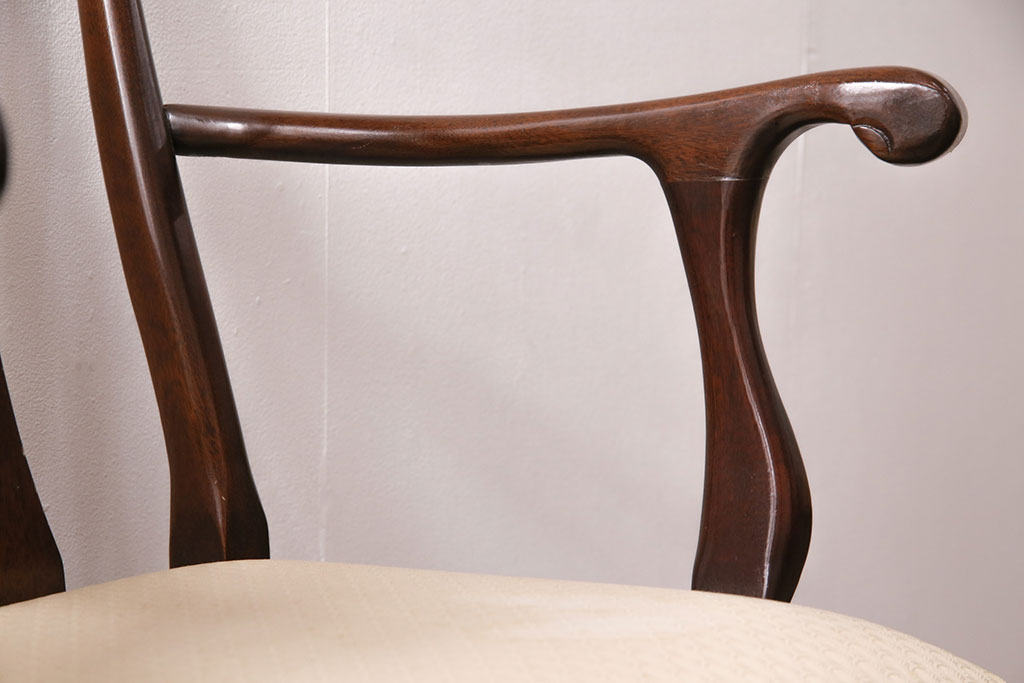 中古　アメリカ輸入家具　Stickley(スティックレー、スティックレイ)　マホガニー材製の高級感あふれるアームチェア2脚セット(椅子、サロンチェア、ダイニングチェア)(R-049681)