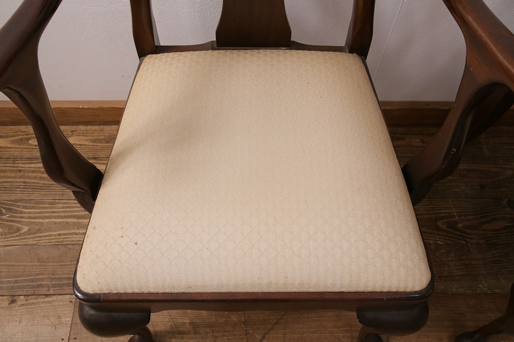 中古　アメリカ輸入家具　Stickley(スティックレー、スティックレイ)　マホガニー材製の高級感あふれるアームチェア2脚セット(椅子、サロンチェア、ダイニングチェア)(R-049681)