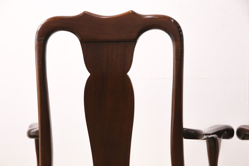 中古　アメリカ輸入家具　Stickley(スティックレー、スティックレイ)　マホガニー材製の高級感あふれるアームチェア2脚セット(椅子、サロンチェア、ダイニングチェア)(R-049681)