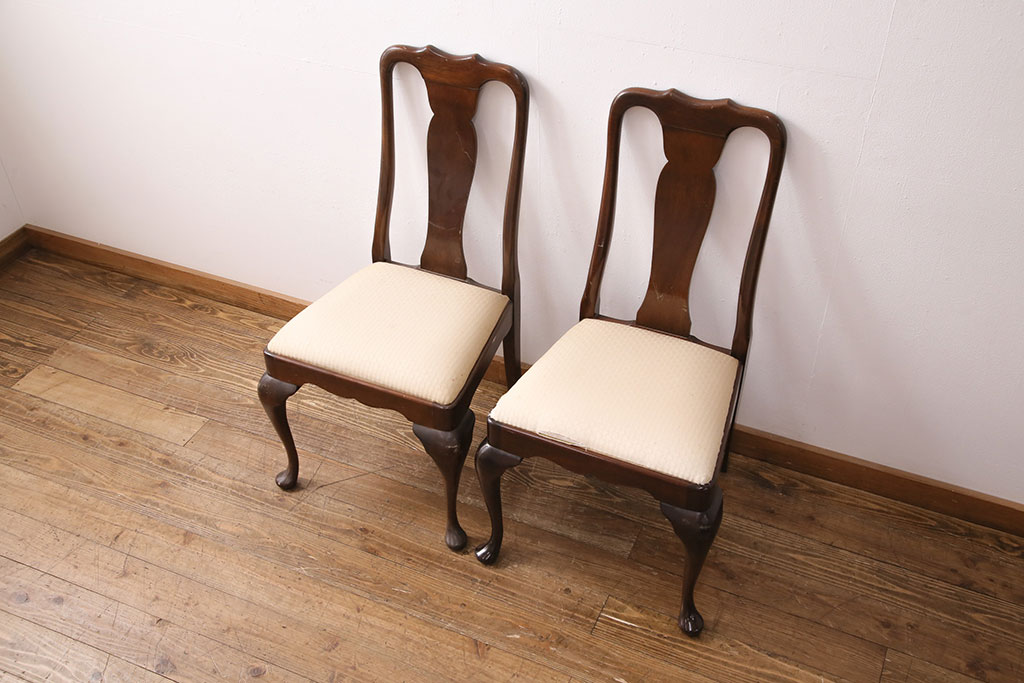 中古　アメリカ輸入家具　Stickley(スティックレー、スティックレイ)　マホガニー材製の高級感あふれるダイニングチェア2脚セット(椅子、サロンチェア)(R-049682)