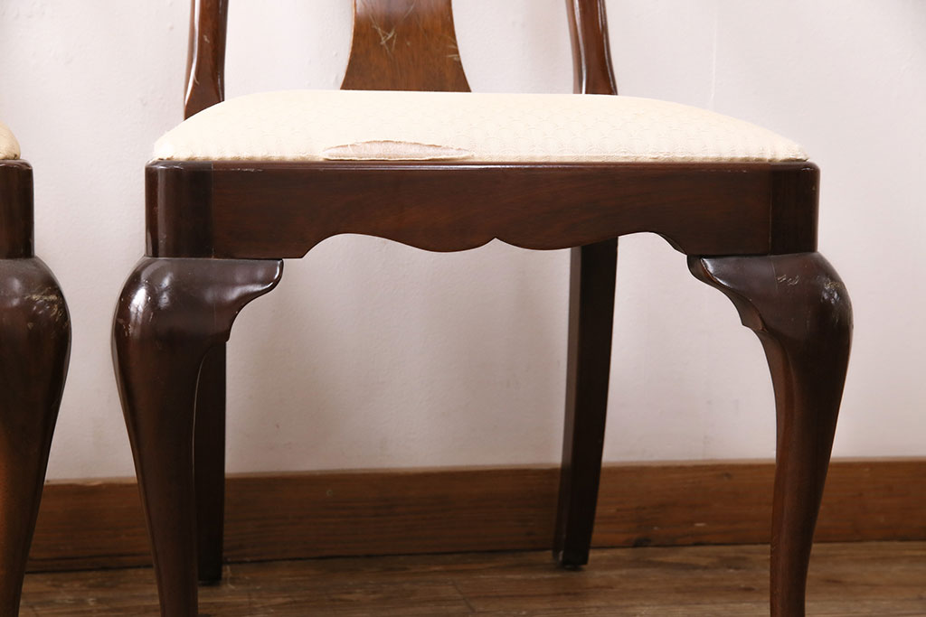 中古　アメリカ輸入家具　Stickley(スティックレー、スティックレイ)　マホガニー材製の高級感あふれるダイニングチェア2脚セット(椅子、サロンチェア)(R-049682)