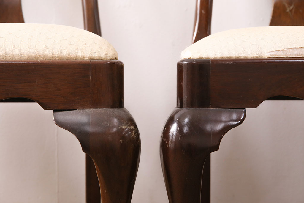中古　アメリカ輸入家具　Stickley(スティックレー、スティックレイ)　マホガニー材製の高級感あふれるダイニングチェア2脚セット(椅子、サロンチェア)(R-049682)