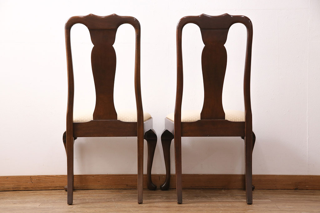 中古　アメリカ輸入家具　Stickley(スティックレー、スティックレイ)　マホガニー材製の高級感あふれるダイニングチェア2脚セット(椅子、サロンチェア)(R-049682)