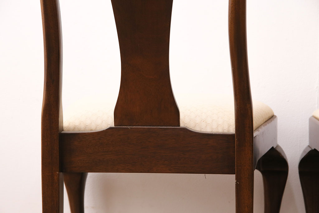 中古　アメリカ輸入家具　Stickley(スティックレー、スティックレイ)　マホガニー材製の高級感あふれるダイニングチェア2脚セット(椅子、サロンチェア)(R-049682)