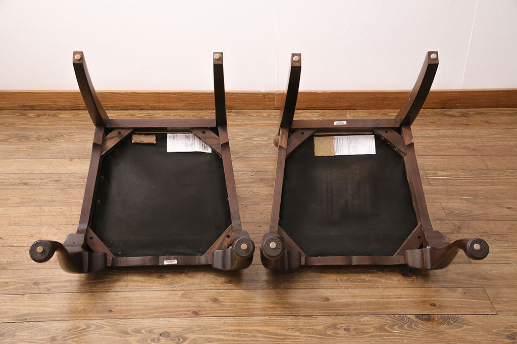 中古　アメリカ輸入家具　Stickley(スティックレー、スティックレイ)　マホガニー材製の高級感あふれるダイニングチェア2脚セット(椅子、サロンチェア)(R-049682)