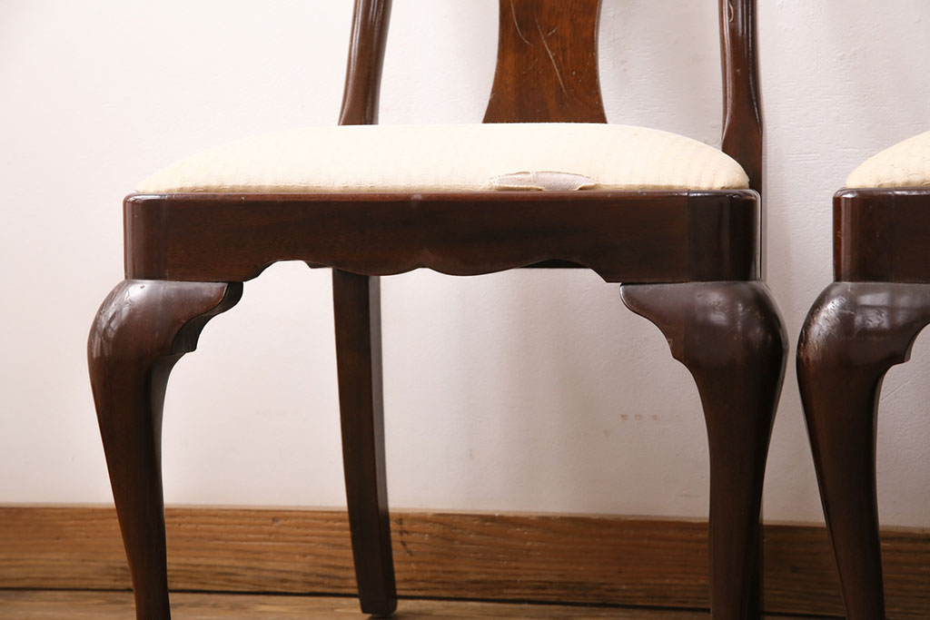 中古　アメリカ輸入家具　Stickley(スティックレー、スティックレイ)　マホガニー材製の高級感あふれるダイニングチェア4脚セット(椅子、サロンチェア)(R-049683)