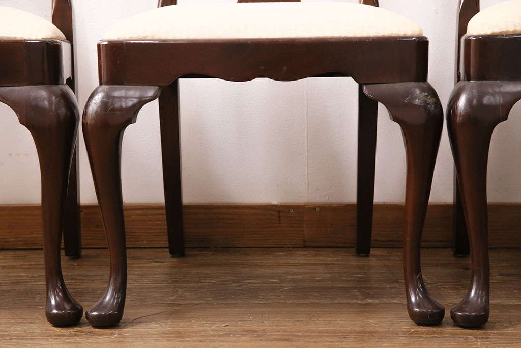 中古　アメリカ輸入家具　Stickley(スティックレー、スティックレイ)　マホガニー材製の高級感あふれるダイニングチェア4脚セット(椅子、サロンチェア)(R-049683)