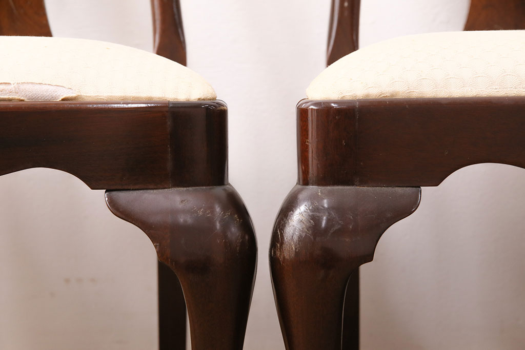 中古　アメリカ輸入家具　Stickley(スティックレー、スティックレイ)　マホガニー材製の高級感あふれるダイニングチェア4脚セット(椅子、サロンチェア)(R-049683)