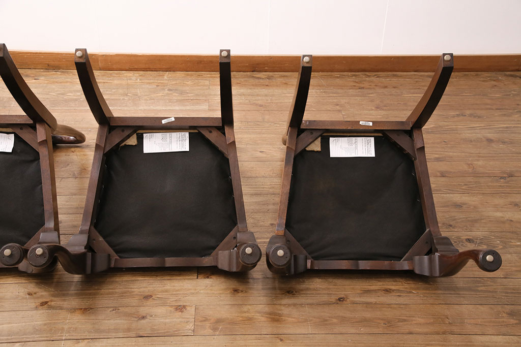中古　アメリカ輸入家具　Stickley(スティックレー、スティックレイ)　マホガニー材製の高級感あふれるダイニングチェア4脚セット(椅子、サロンチェア)(R-049683)