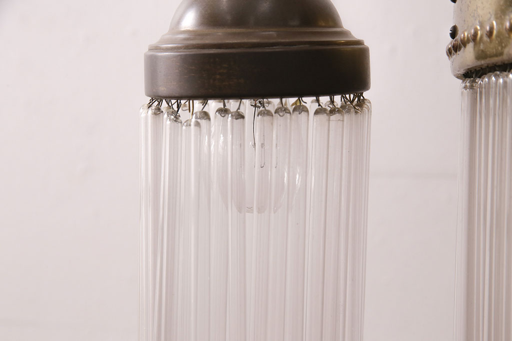 和製アンティーク　激レア品!ガラス管の煌めきが繊細な美しさを放つ、趣のあるシャンデリア(天井照明、吊り下げ照明)(R-049715)