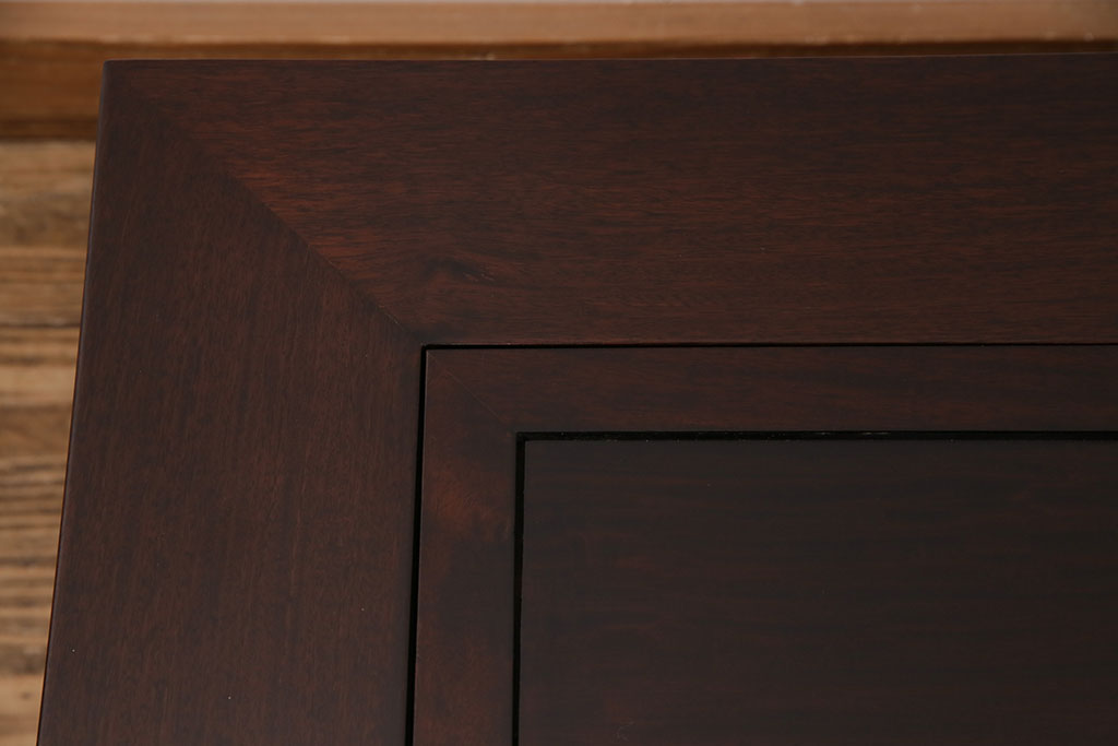 ヴィンテージ雑貨　美品　昭和中期　唐木材　赤みがかった落ち着きある色合いが高級感漂う関西火鉢(長火鉢、囲炉裏、手あぶり、ビンテージ)(R-049724)