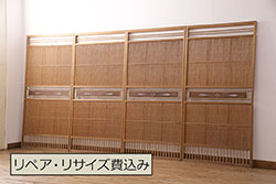 アンティーク建具　昭和初期　摺り上げ　風情あるインテリアにおすすめな雪見障子戸4枚セット(建具、引き戸)(R-037064)