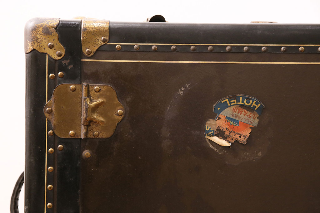 アンティーク雑貨　昭和初期　雰囲気漂うお洒落なトランク(鞄、カバン、収納、ディスプレイ)(R-049795)