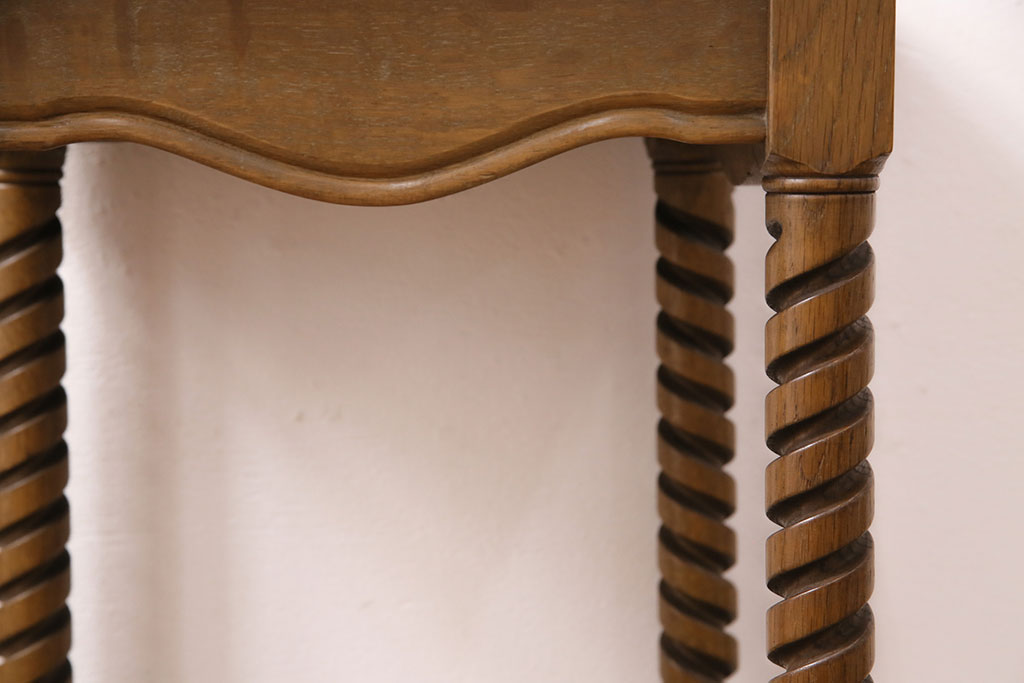 和製ビンテージ　パーケット天板　イギリスアンティークを彷彿とさせるナラ材製飾り台(花台、ヴィンテージ)(R-049845)