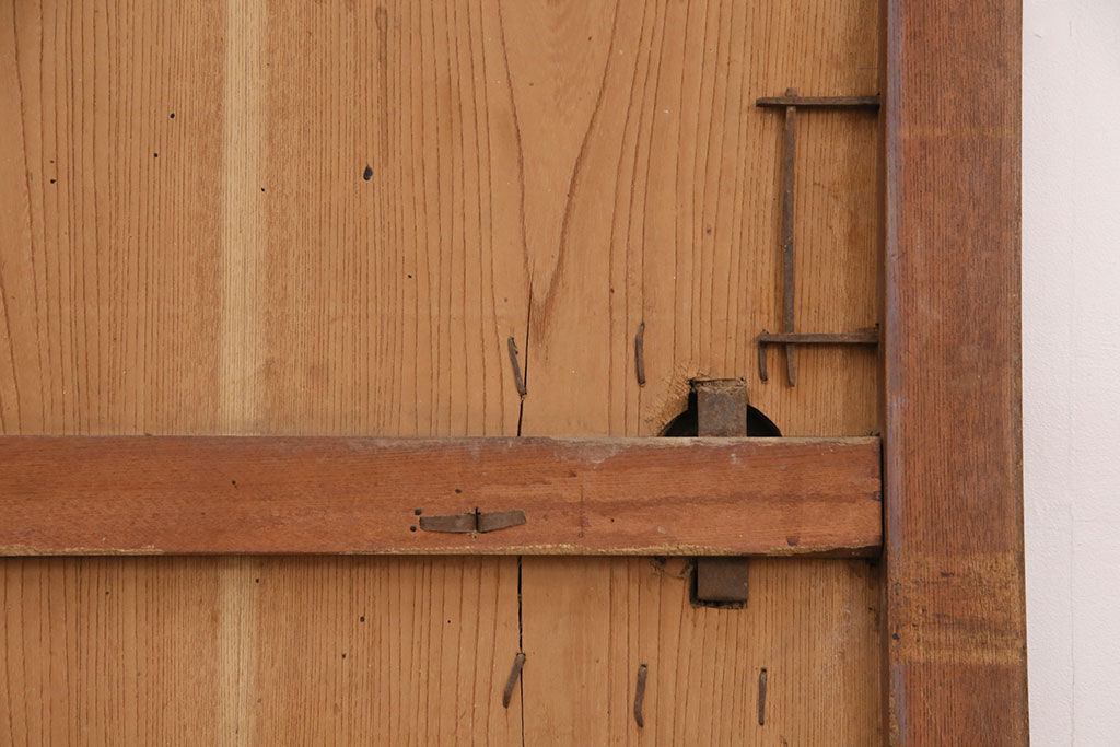 アンティーク建具　ケヤキ材　明治期の古い蔵戸(引き戸、玄関戸、建具)(R-049874)