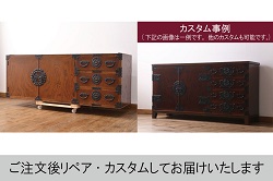 【セミオーダー家具実例】昭和中期のガラスケースを高品質リペア。現状の色味からアンティークホワイトへリペイントし、棚板を木製からガラス製の棚板へ差し替えました。(ショーケース、陳列棚)