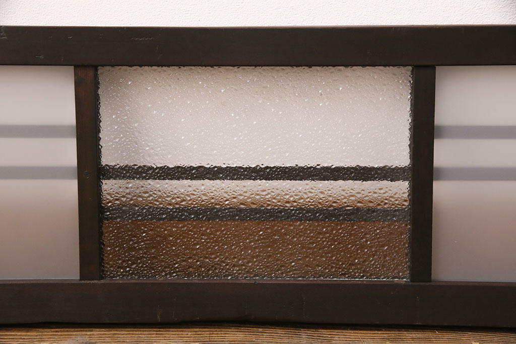 アンティーク建具　大正期　ノスタルジックな雰囲気漂うガラス入り欄間(明り取り、明かり取り)(R-050034)