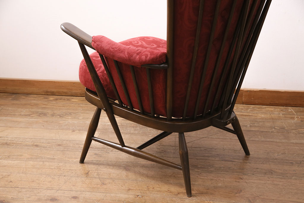 ヴィンテージ家具　ERCOL(アーコール)　エバーグリーン　エレガントな雰囲気漂う1人掛けイージーチェア(ラウンジチェア、アームチェア、椅子、ソファ、ビンテージ)(R-050060)