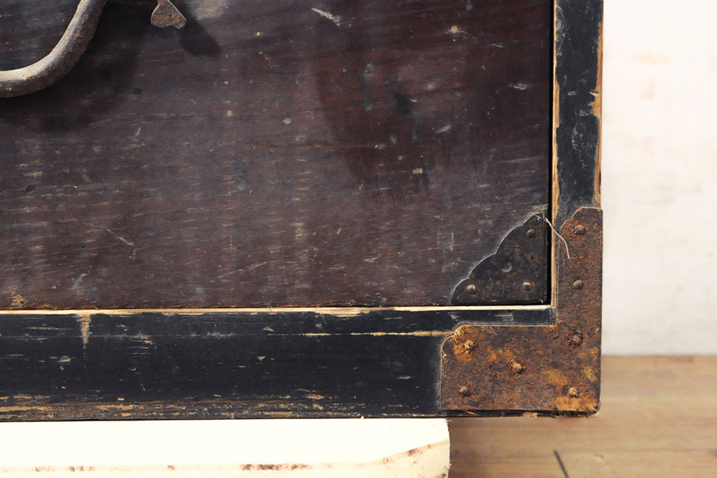 和製アンティーク　前面栗材　明治大正期の古い最上箪笥(衣装箪笥、時代箪笥、引き出し)(R-050320)