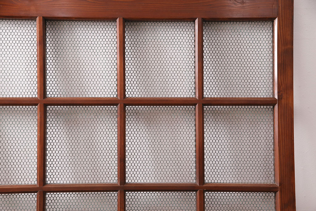 【SALE／37%OFF】 明治大正期 亀甲金網 ヒノキ材 腰板ケヤキ材 巾着金具が 建具