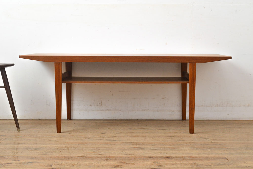 北欧ヴィンテージ シンプルでスタイリッシュなチーク材製のセンターテーブル(リビングテーブル、コーヒーテーブル、ビンテージ)(R-050608) | ラフジュ工房